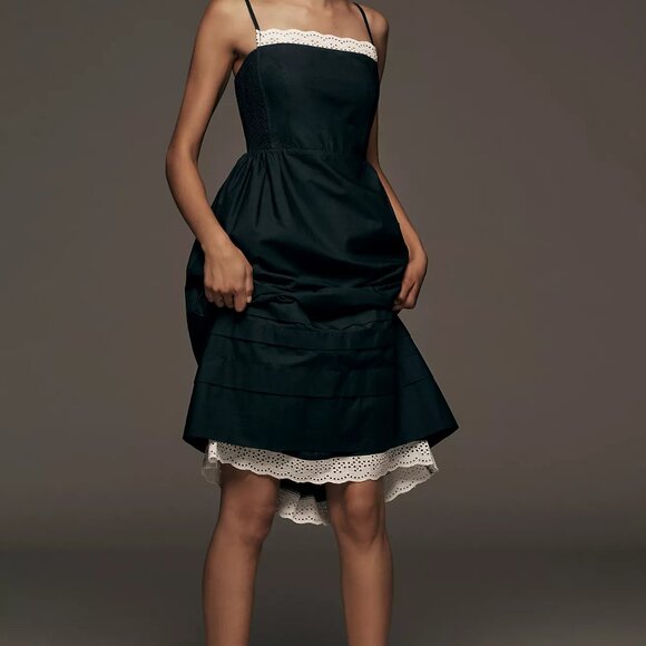 Anthropologie Square-Neck Poplin Midi Dress, Sz Sm - Picture 1 of 8